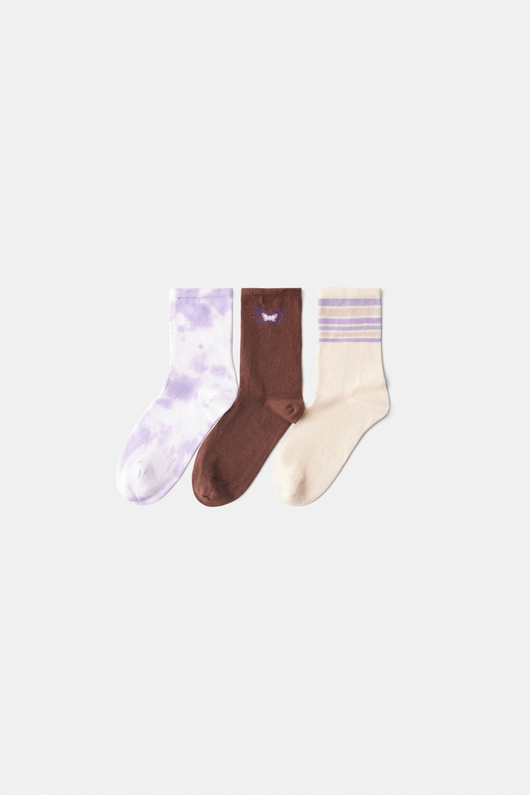 3er-Pack Socken mit Tie-dye-Print