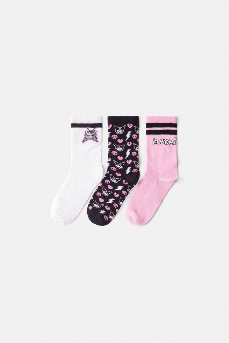 3-pack Kuromi print socks