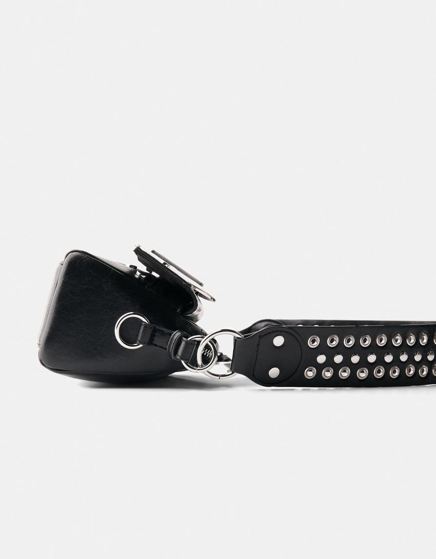 Mala de ombro com fivela-Preto-2