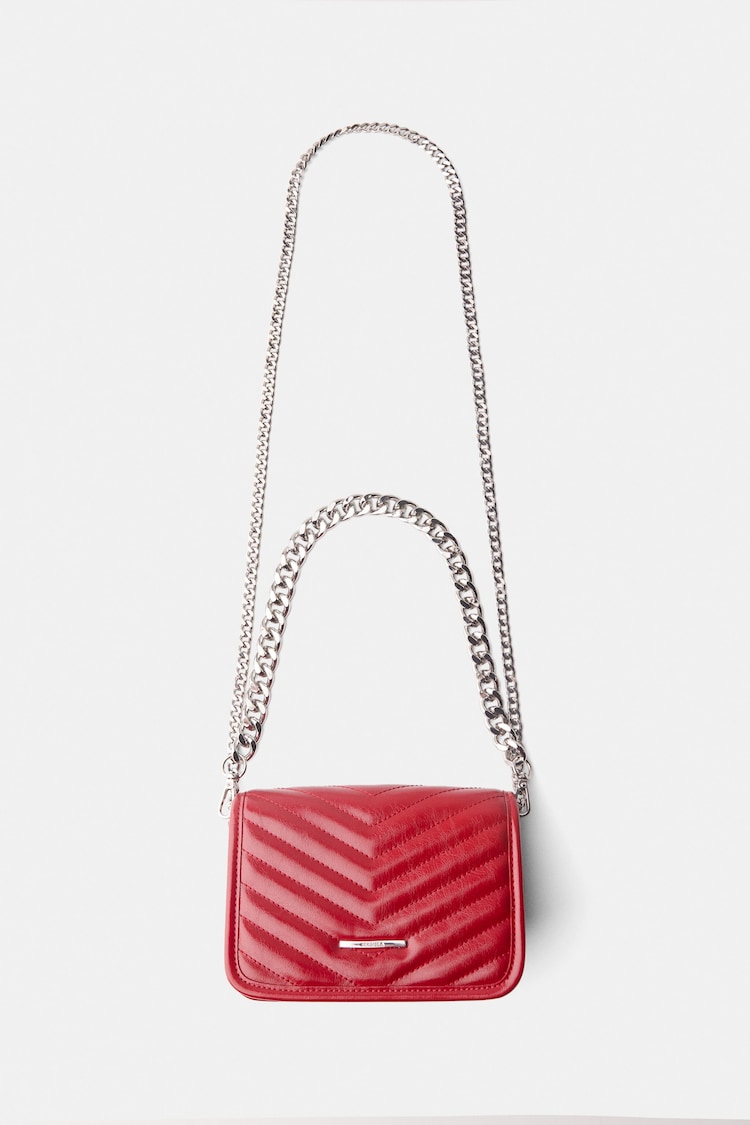 Quilted multi-way crossbody bag with chain