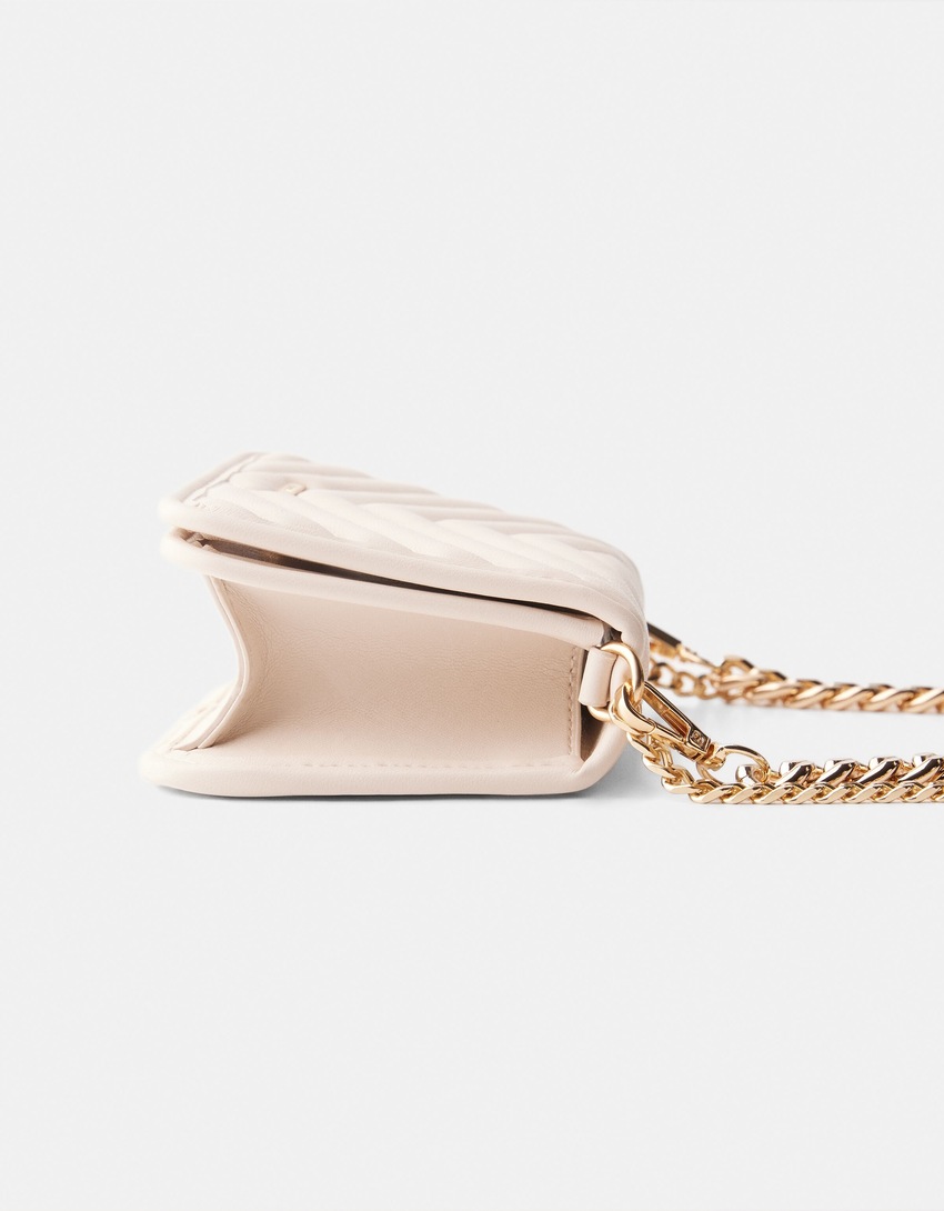 Prešívaná multi-way crossbody kabelka s retiazkou-Surová-2