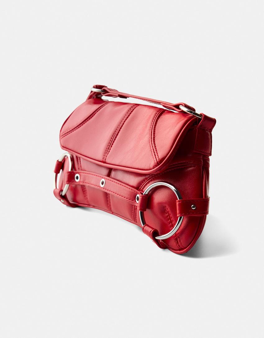 حقيبة كتف بحلقة مزدوجة-أحمر-2