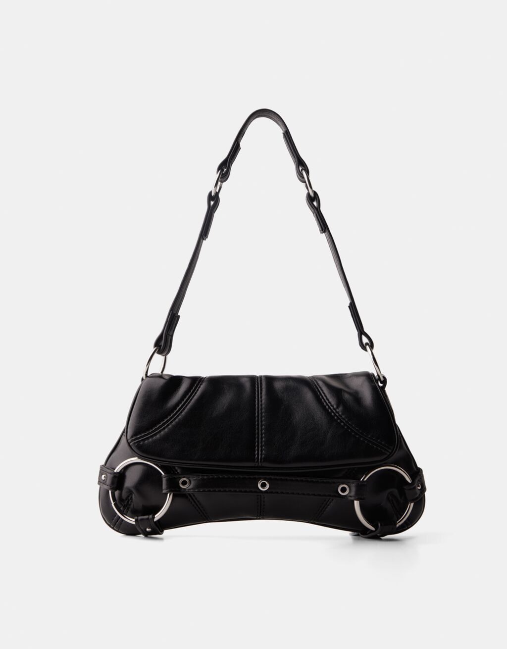 Double ring shoulder bag-Black-2