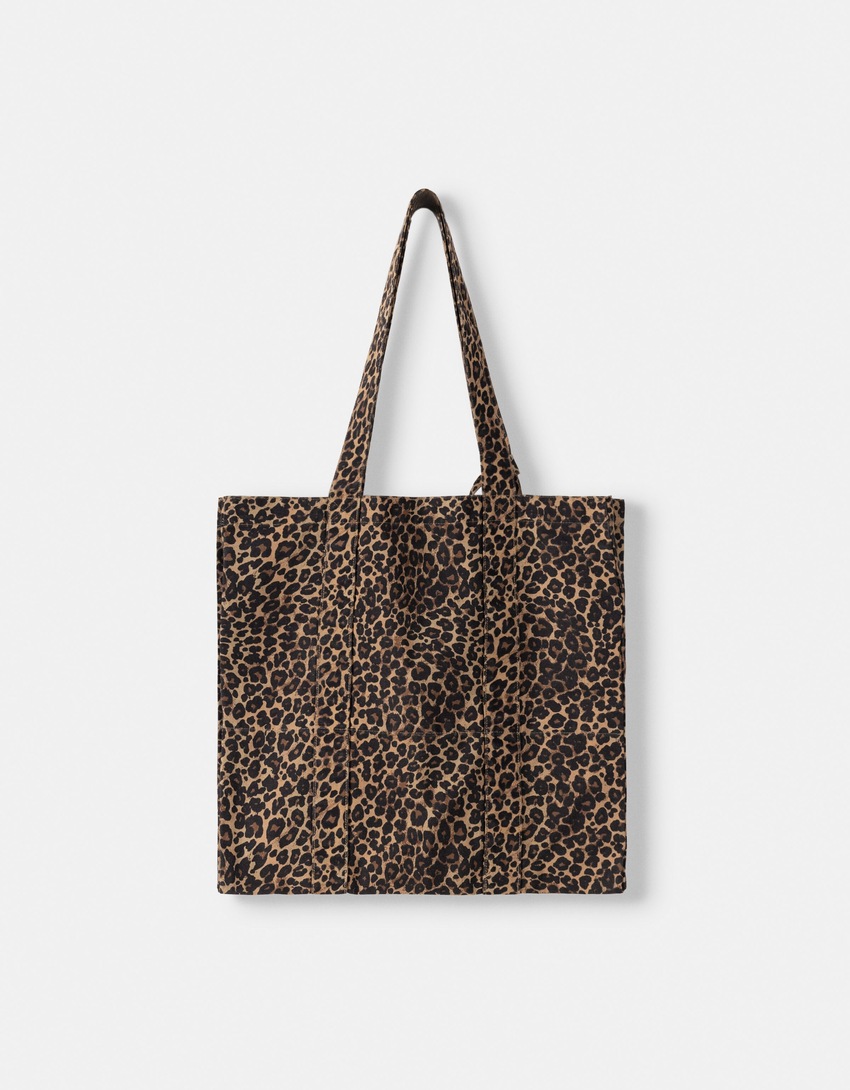Sac cabas imprimé animal-Marron-4