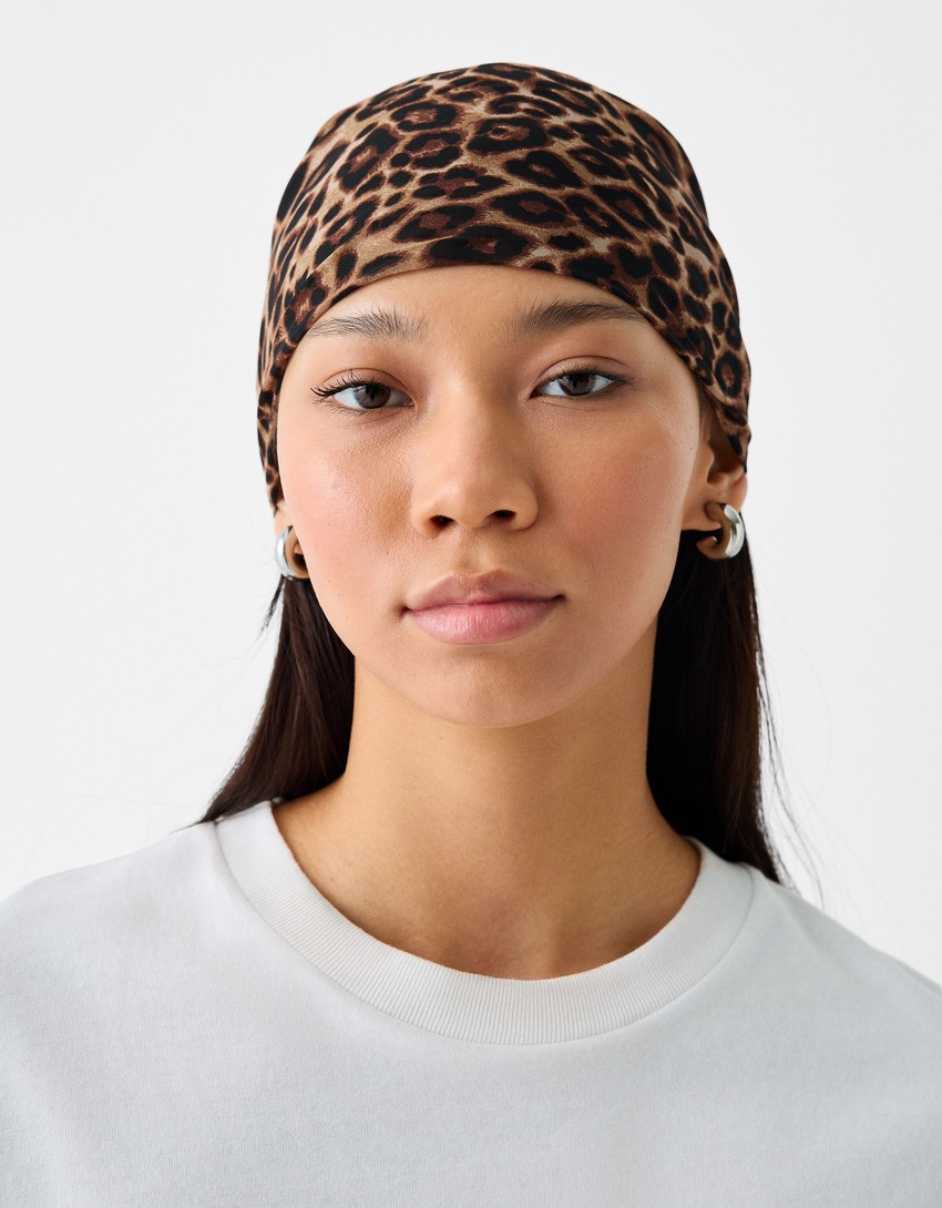 Foulard imprimé animal-Marron-1