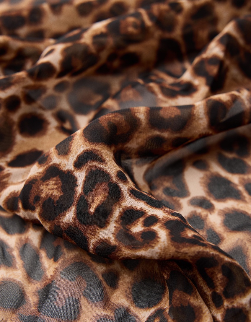 Foulard imprimé animal-Marron-2