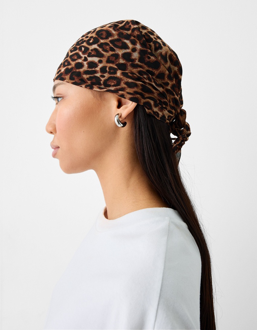 Foulard imprimé animal-Marron-3