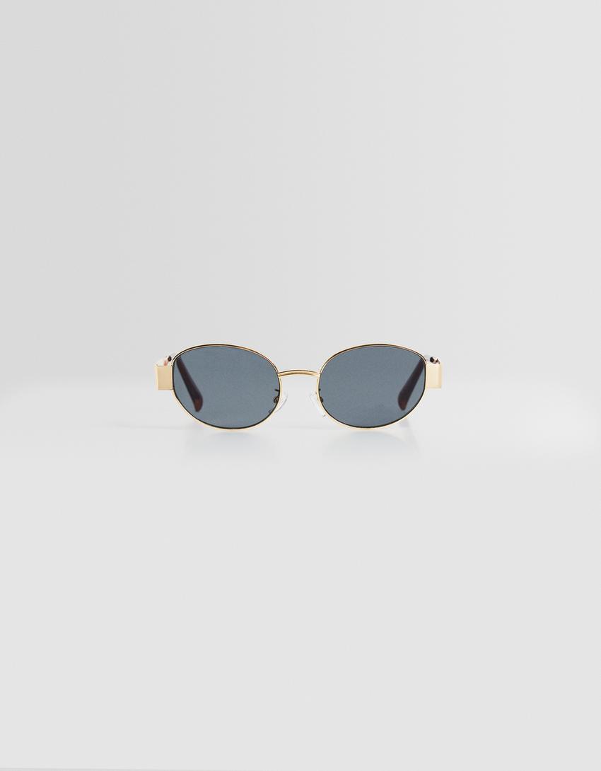 Óculos de sol ovais metálicos-Dourado-0