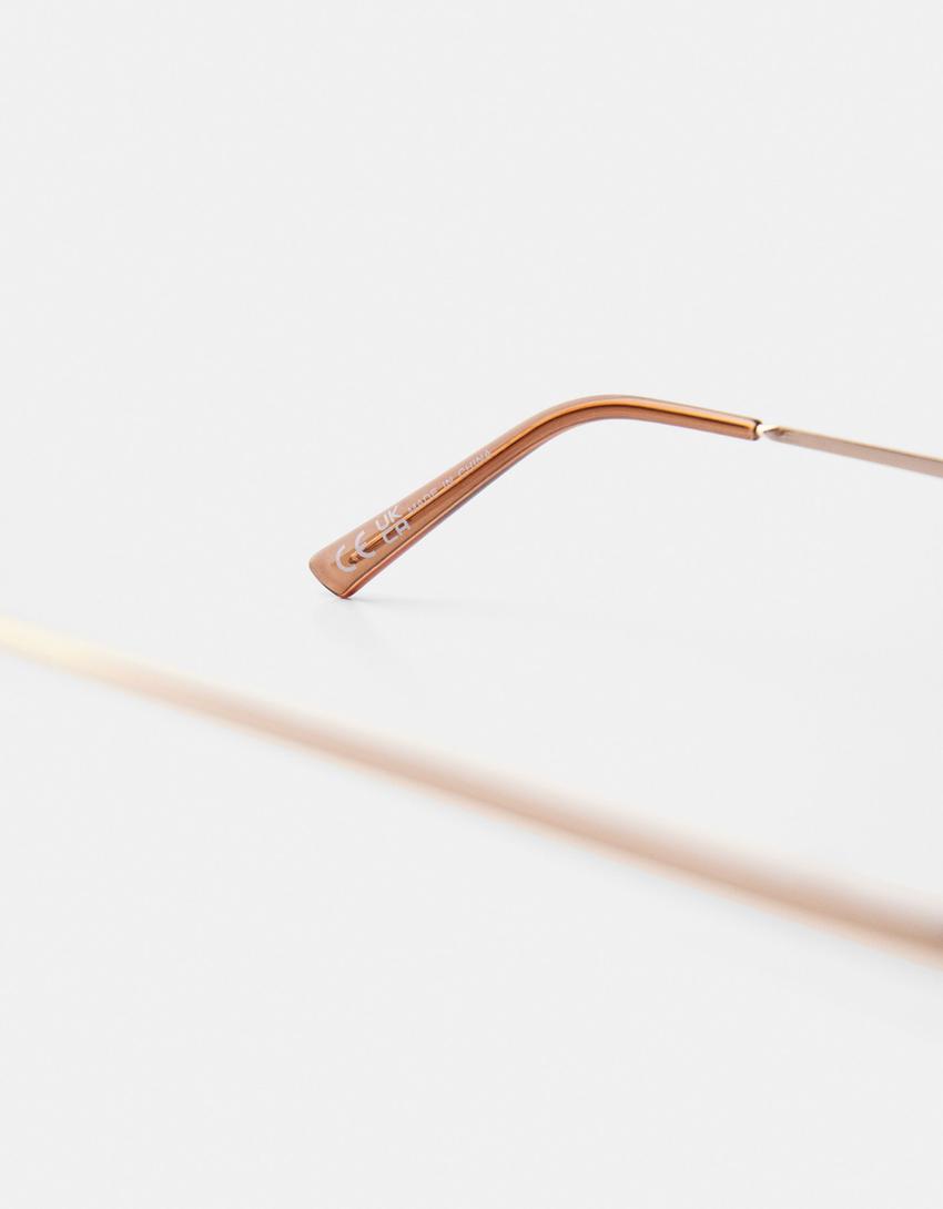 Óculos de sol retangulares metálicos-Dourado-3