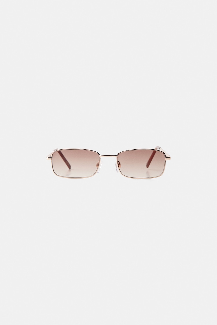 Transparente, rechteckige Sonnenbrille mit Metallgestell