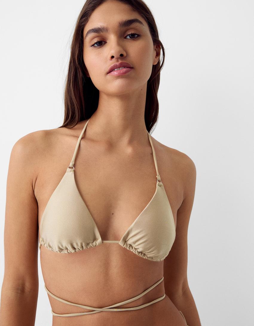 توب بكيني لامع بتفصيل حلقة-أصفر-2