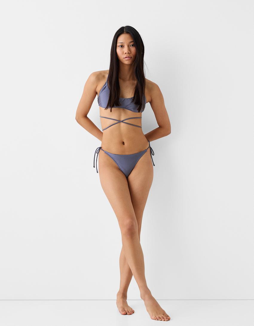 توب بكيني رياضي لامع-رمادي-3