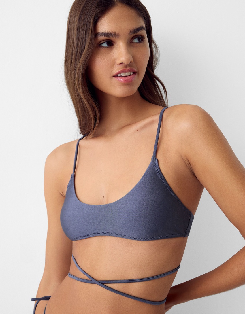 Haut de bikini sport brillant-Gris-2