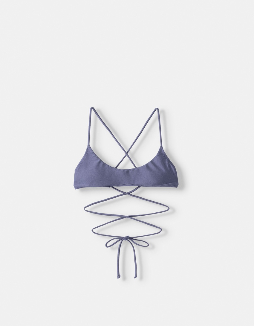 Haut de bikini sport brillant-Gris-4