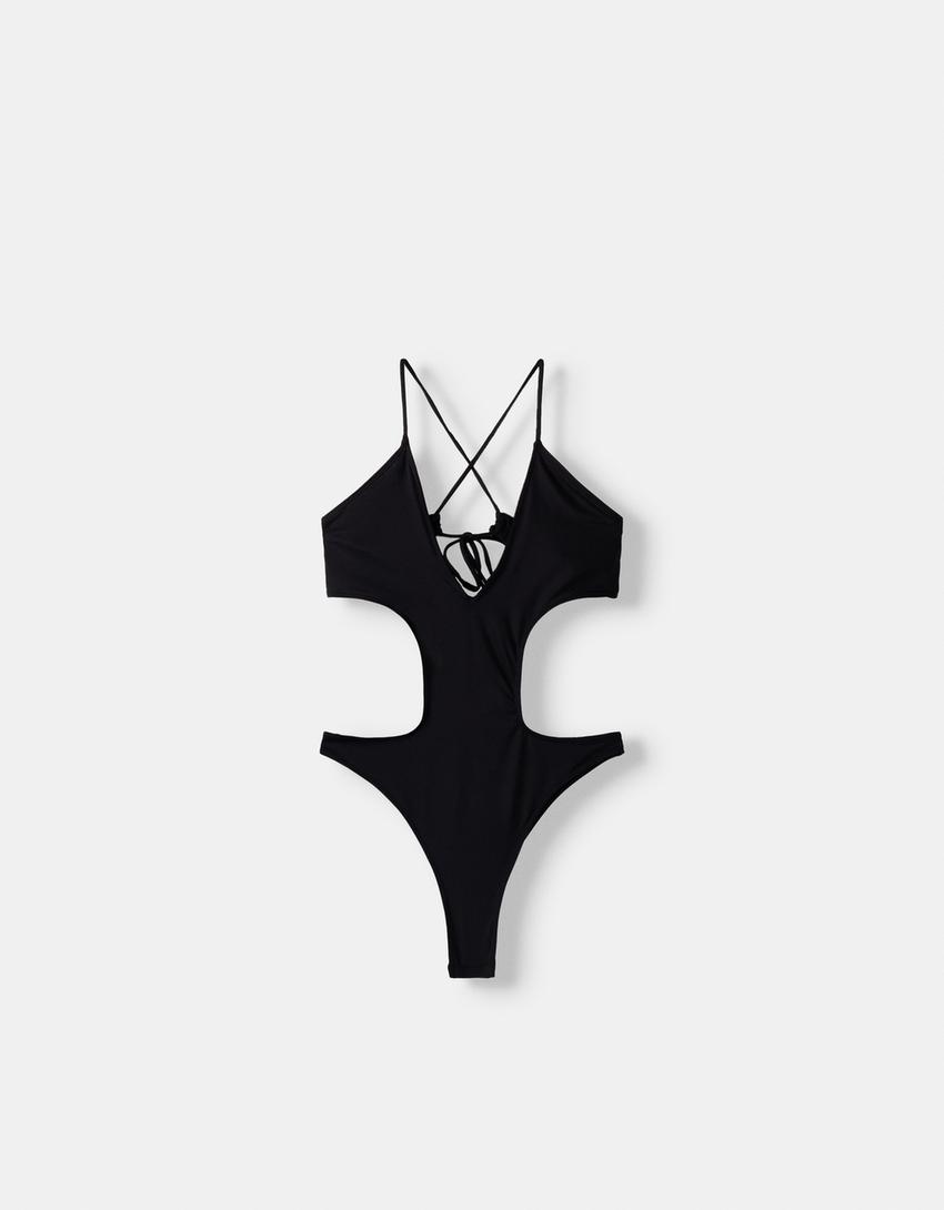 Maillot de bain cut out-Noir-3