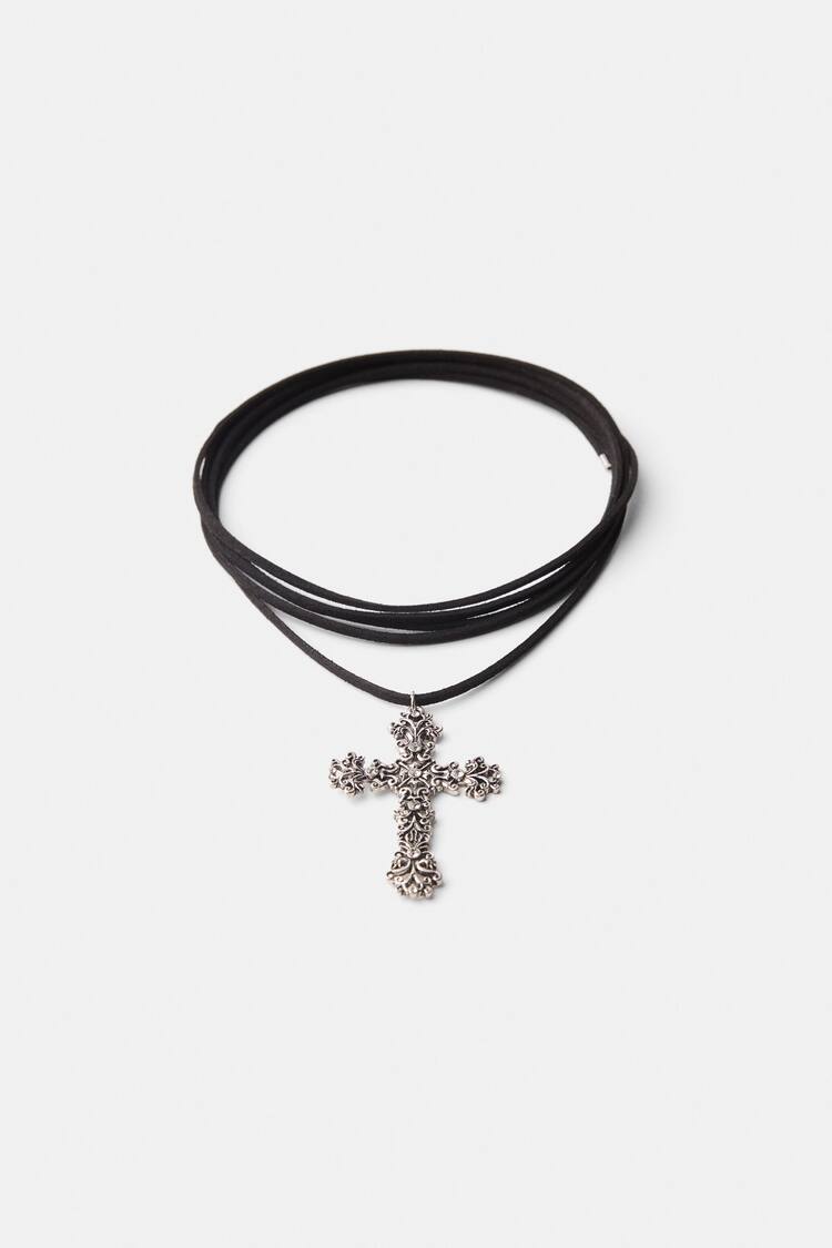 Boho choker cross necklace