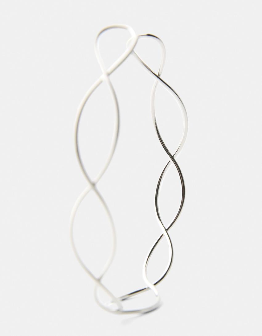 Wavy choker necklace-Silver-2