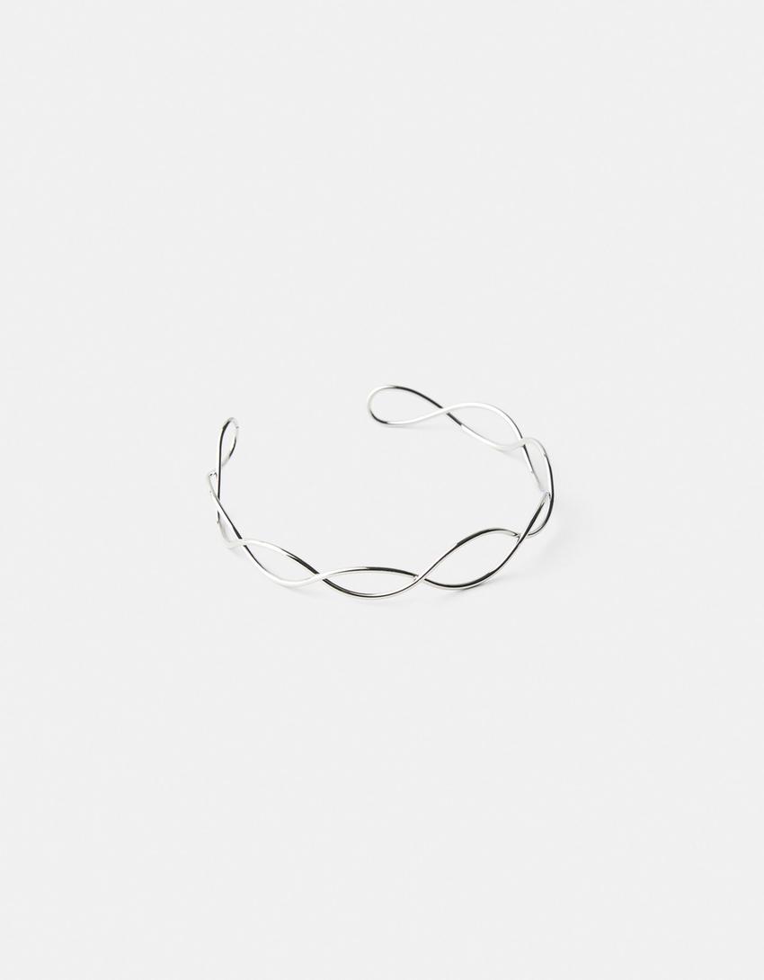 Wavy choker necklace-Silver-4