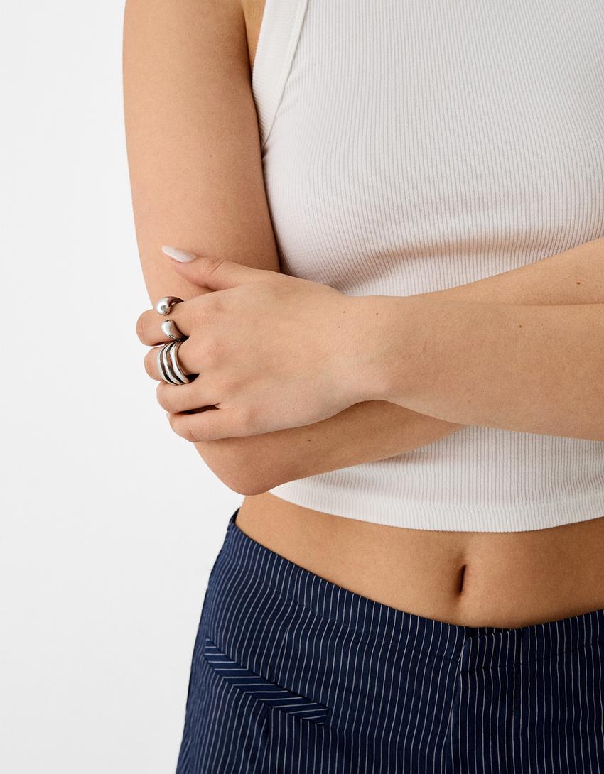 Lot 4 bagues organiques-Argent-3