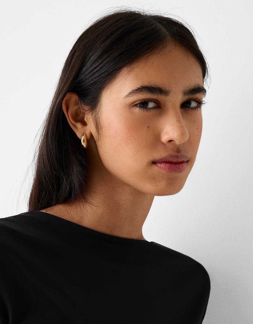 Lot 6 boucles d’oreilles anneaux chunky-Or-1