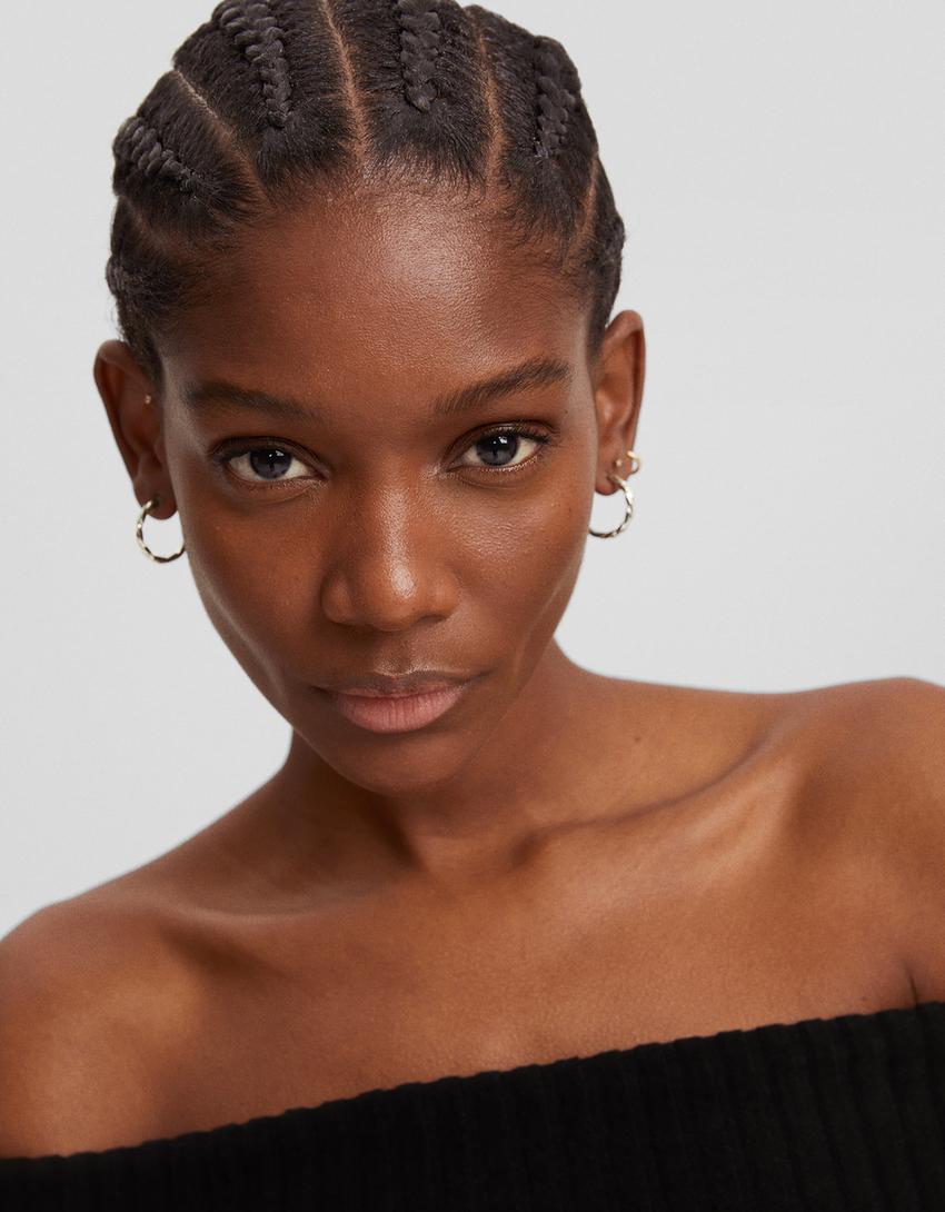 طقم من 9 أقراط حلقية-فضي-1