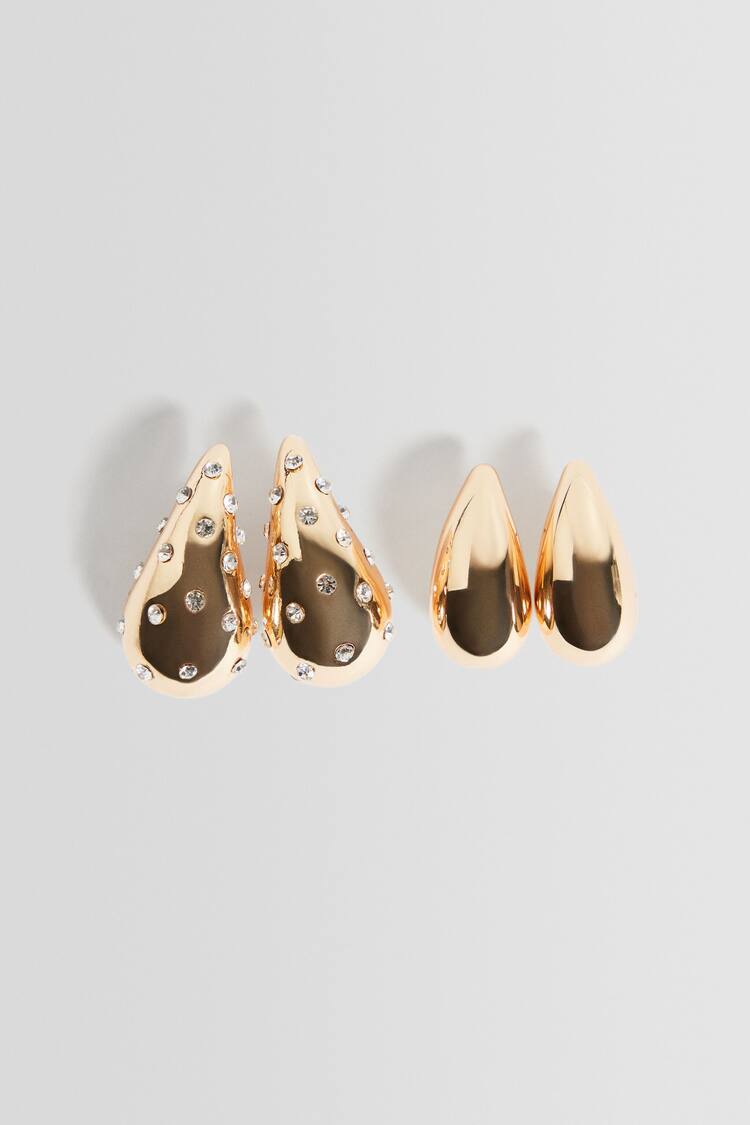 Set of 2 pairs of rhinestone earrings