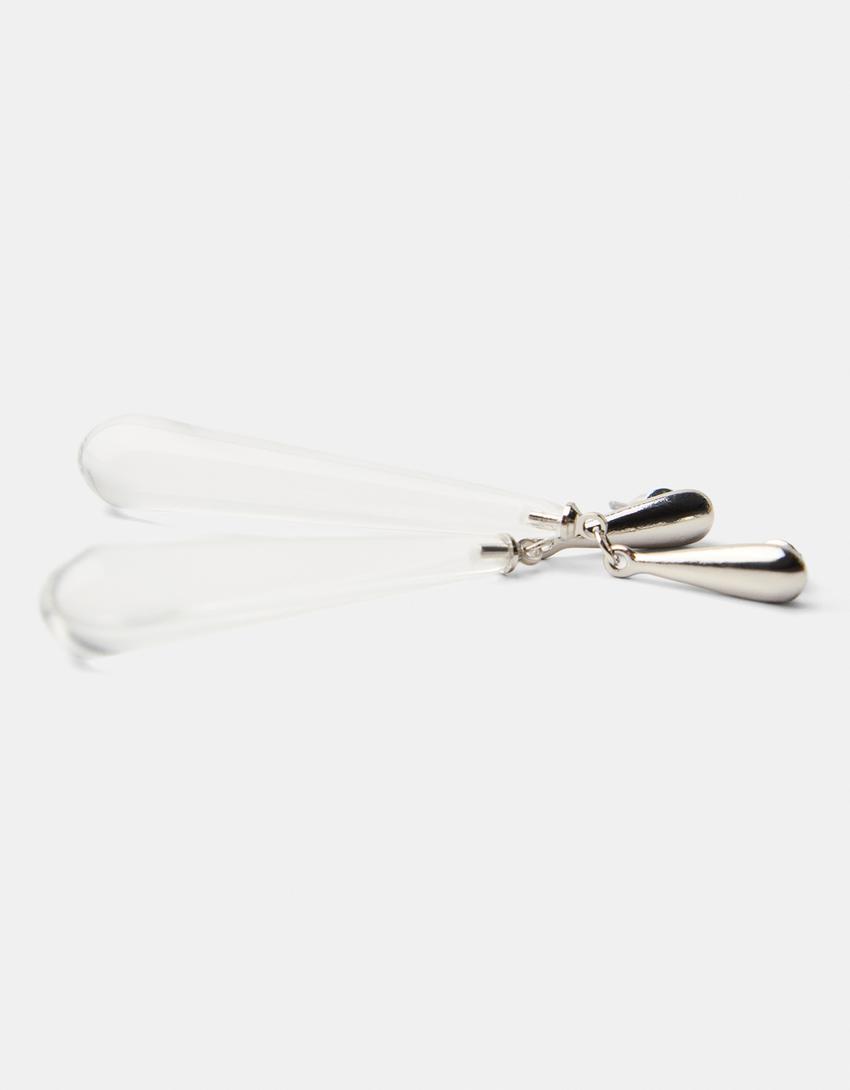 Teardrop earrings-White-2