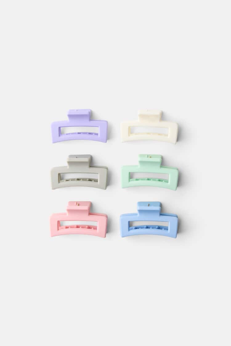 Set of 6 rubberised hair clips