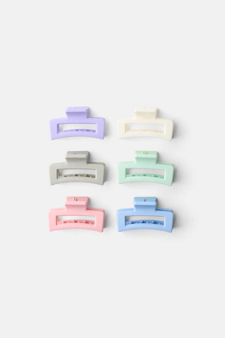 Set of 6 rubberized hair clips