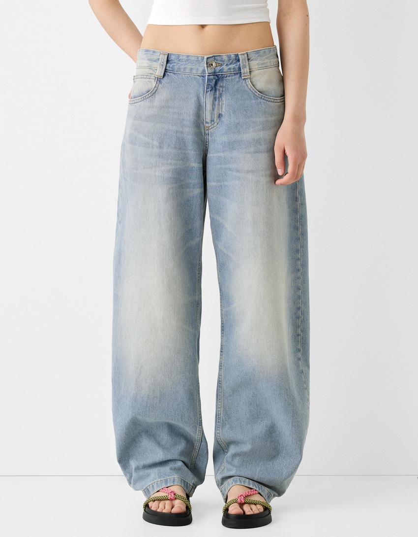 Jean baggy barrel-Bleu lavé-1