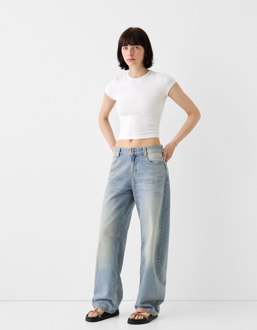 Jean baggy barrel-Bleu lavé-0