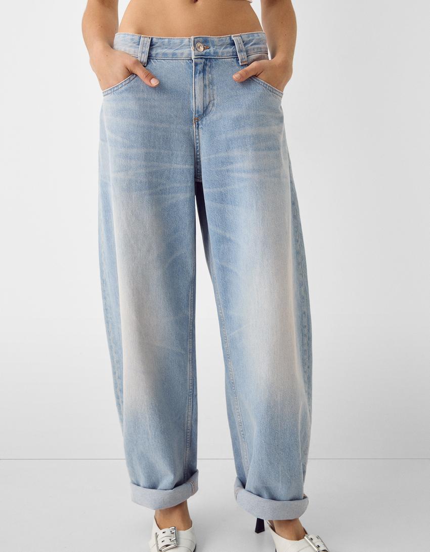 Jeans baggy balloon-Azzurro Lavato-3