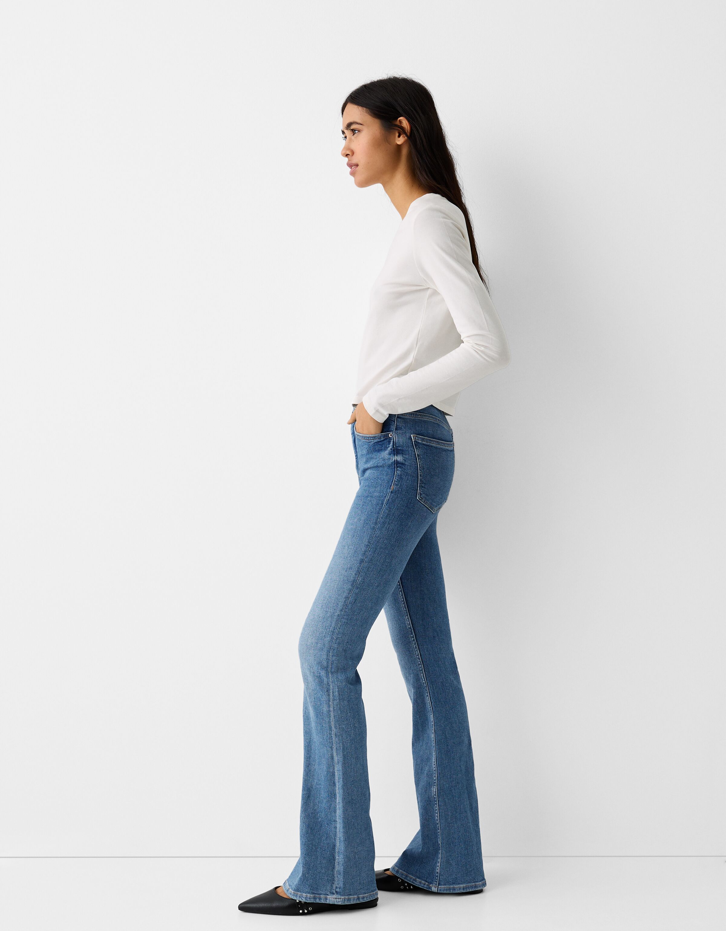 Pantalones tiro bajo bershka sales