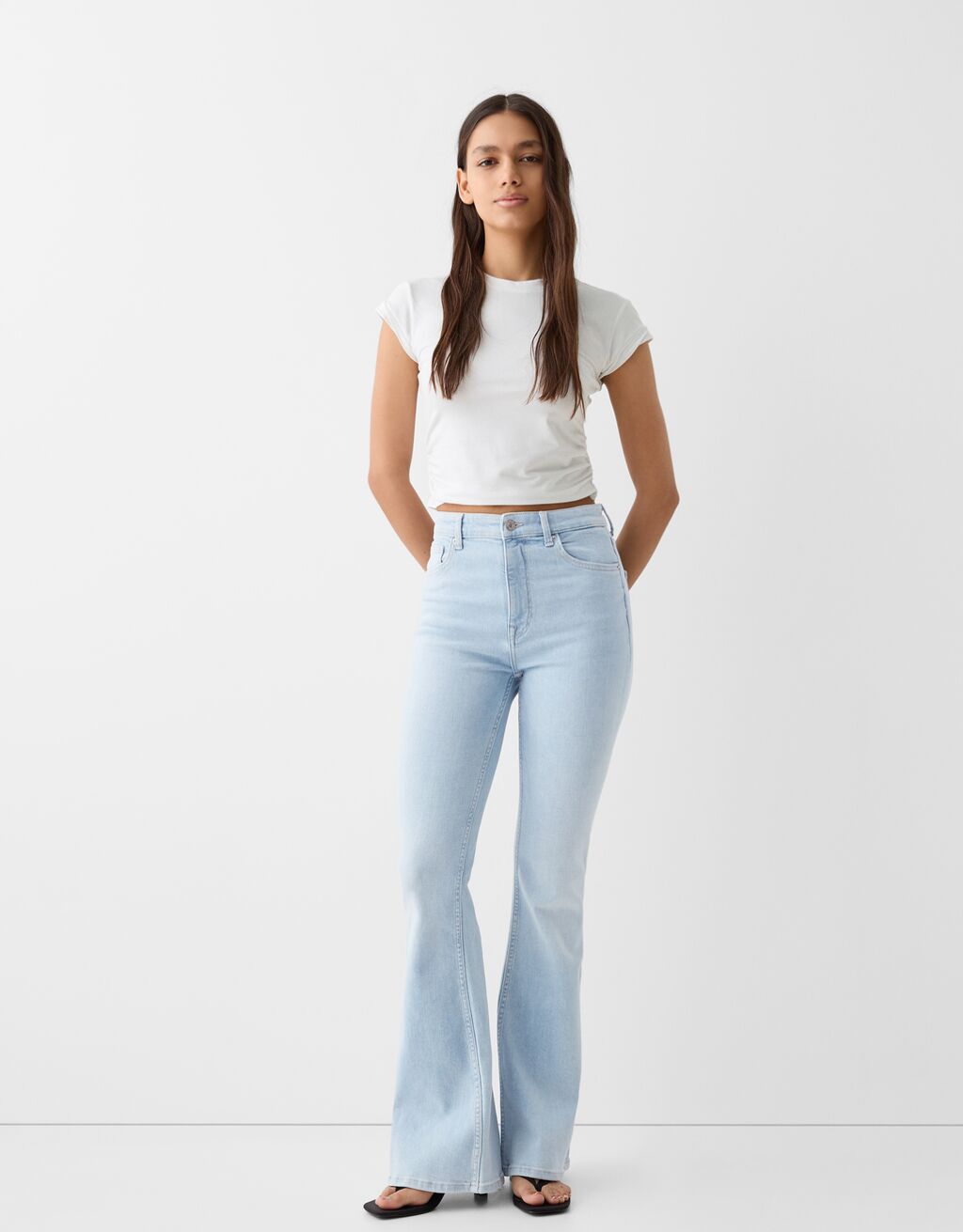 Womens high waisted flared hot sale jeans