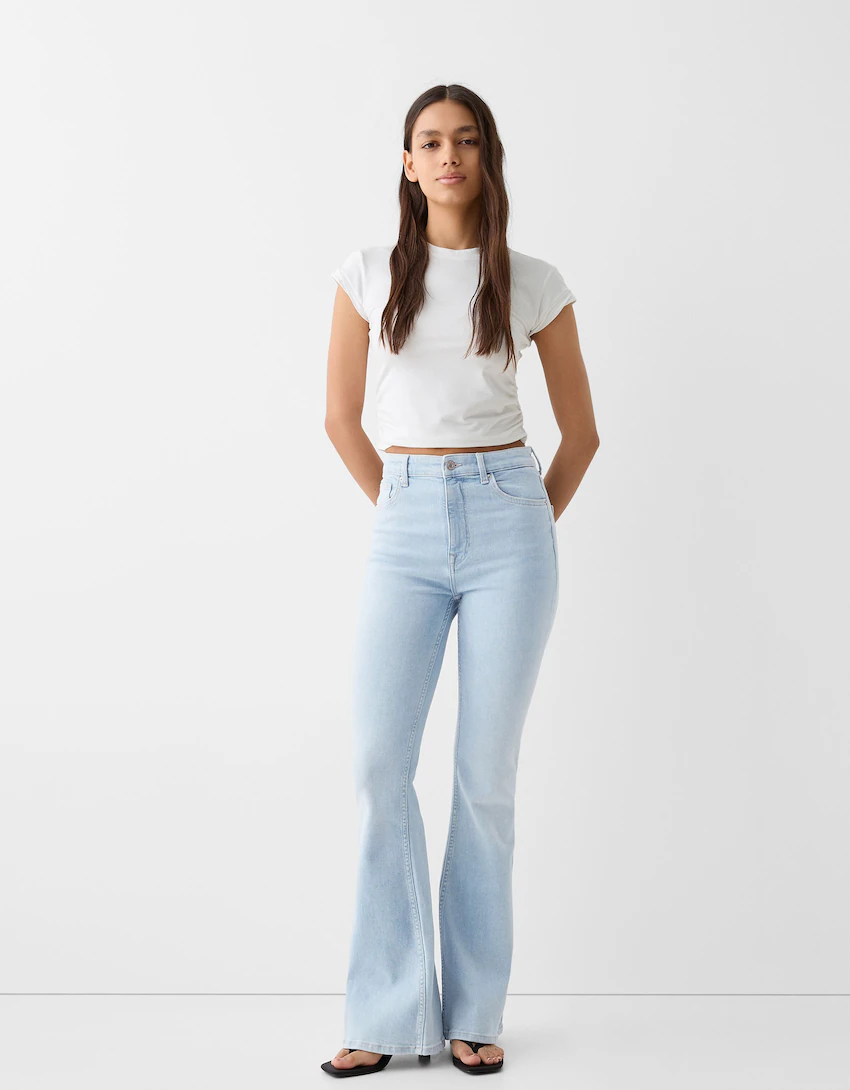 Bershka SUPER HIGH-WAIST - Jeans Skinny Fit - light blue denim