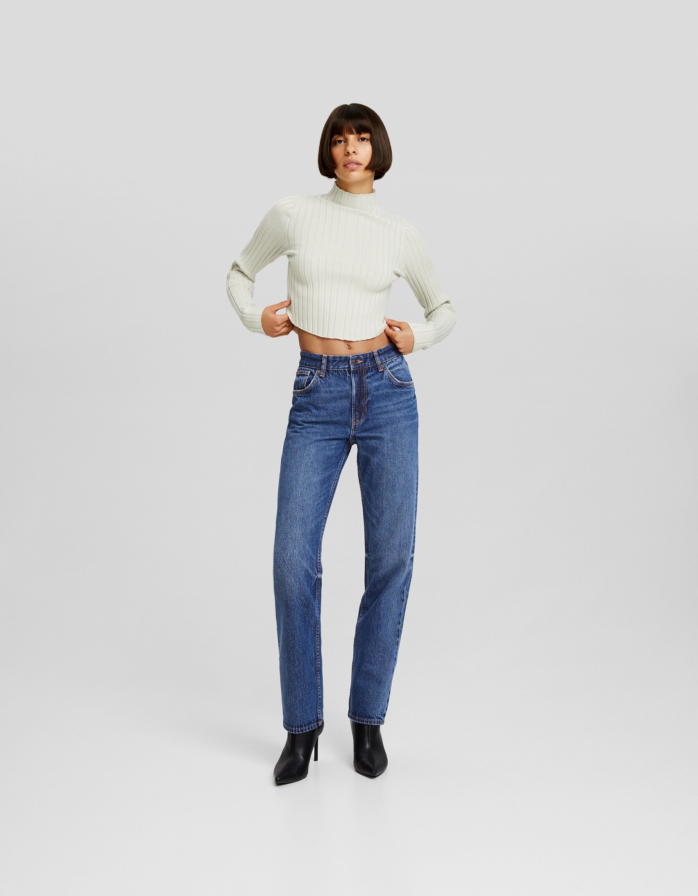 Bershka straight on sale jeans