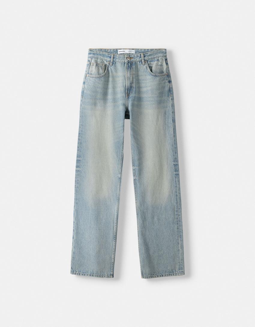 Jeans straight-Azul lavado-4