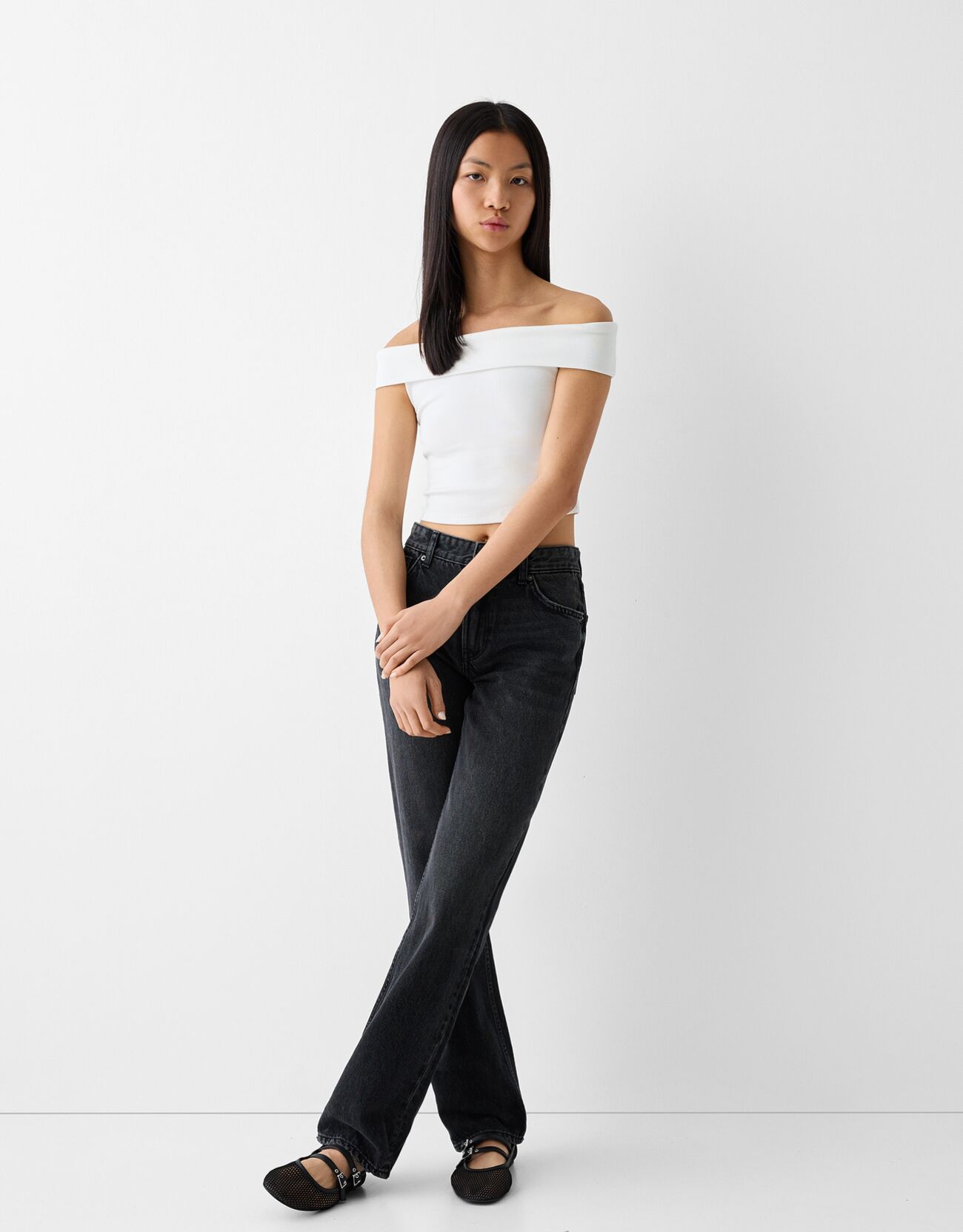 Bershka denim store straight cropped