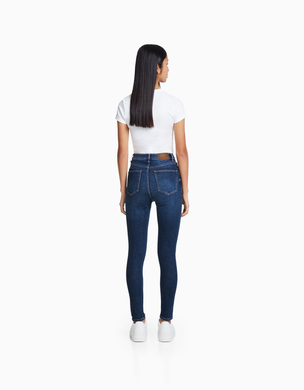 Super high waist skinny jeans-Blue-2