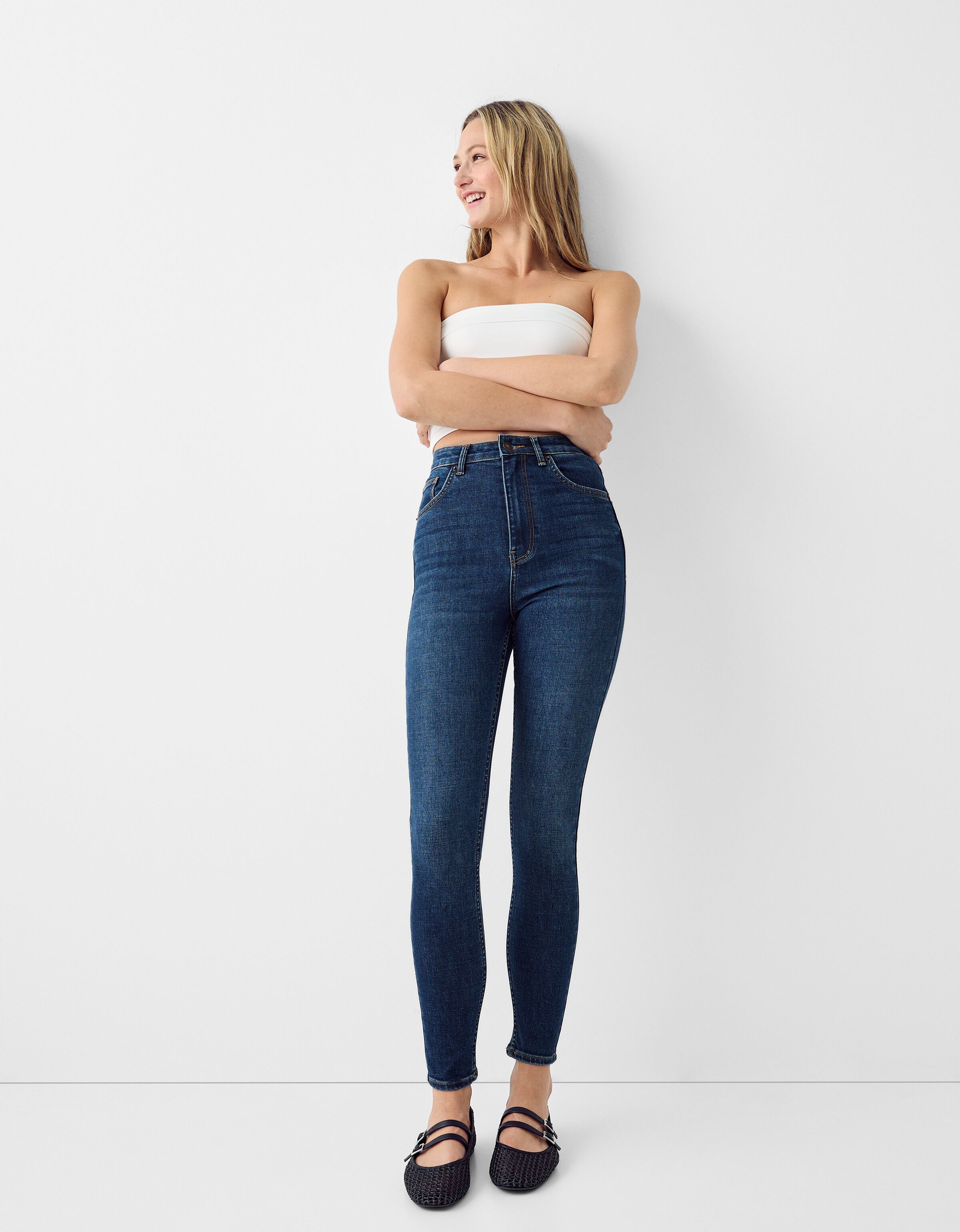 Bershka denim joggers with rips in blue - ShopStyle Distressed Jeans
