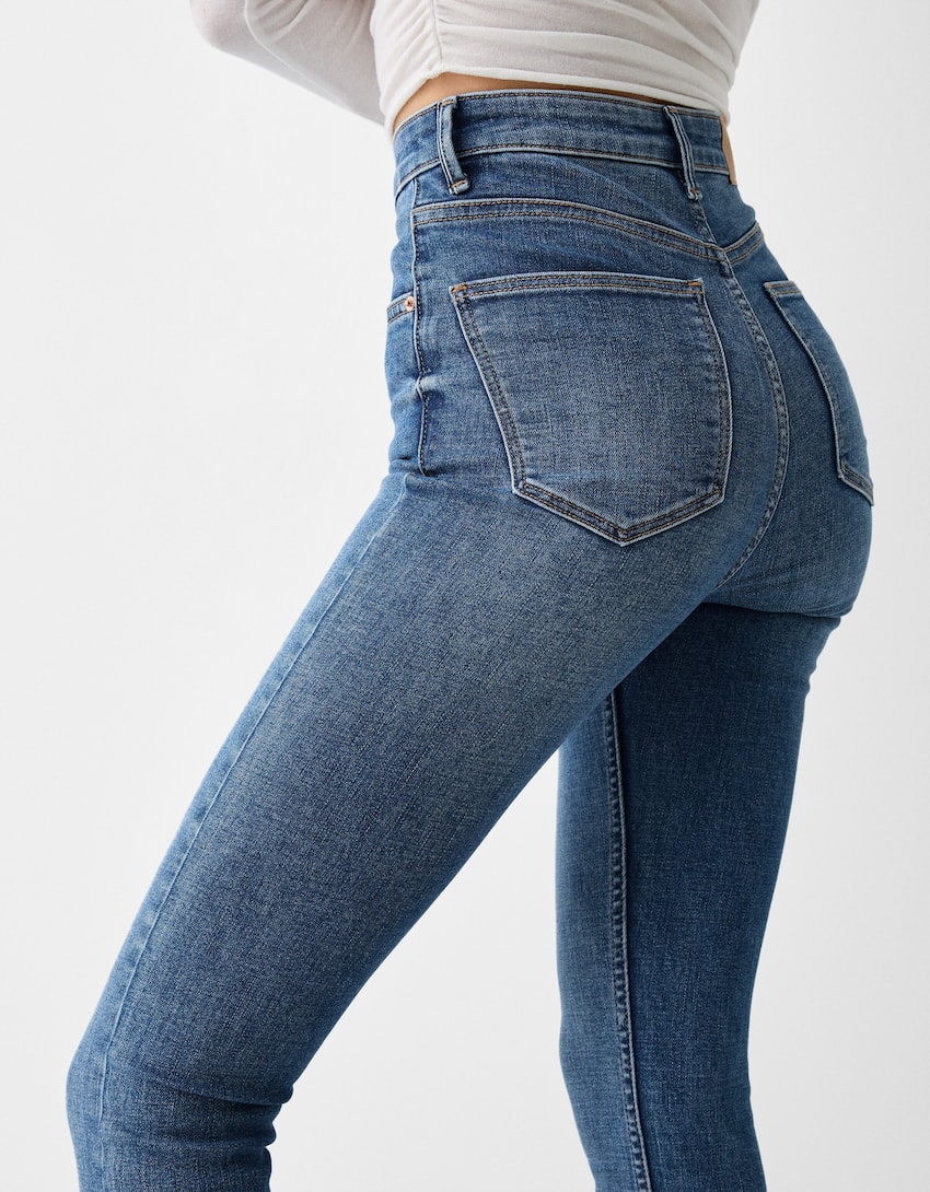 Super high waist skinny jeans-Light blue-5