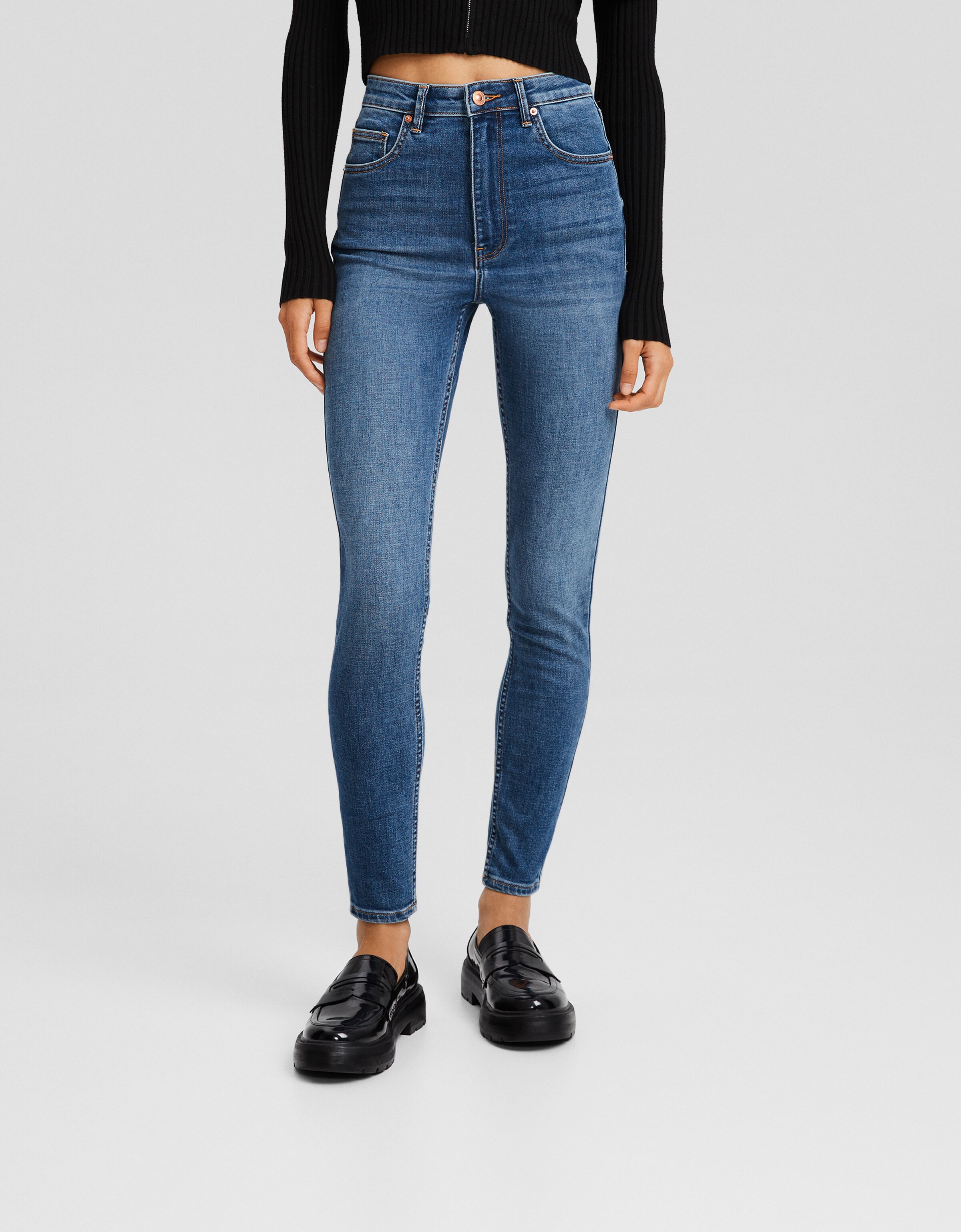 Bershka super skinny high rise sale