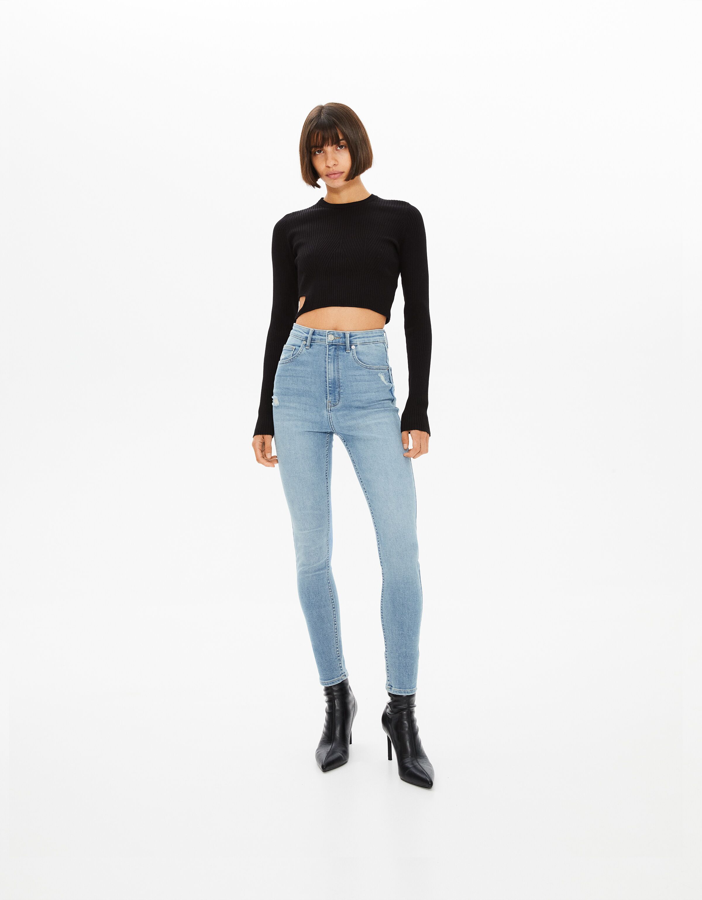 Women s Denim Trousers Skirts and Jackets BERSHKA