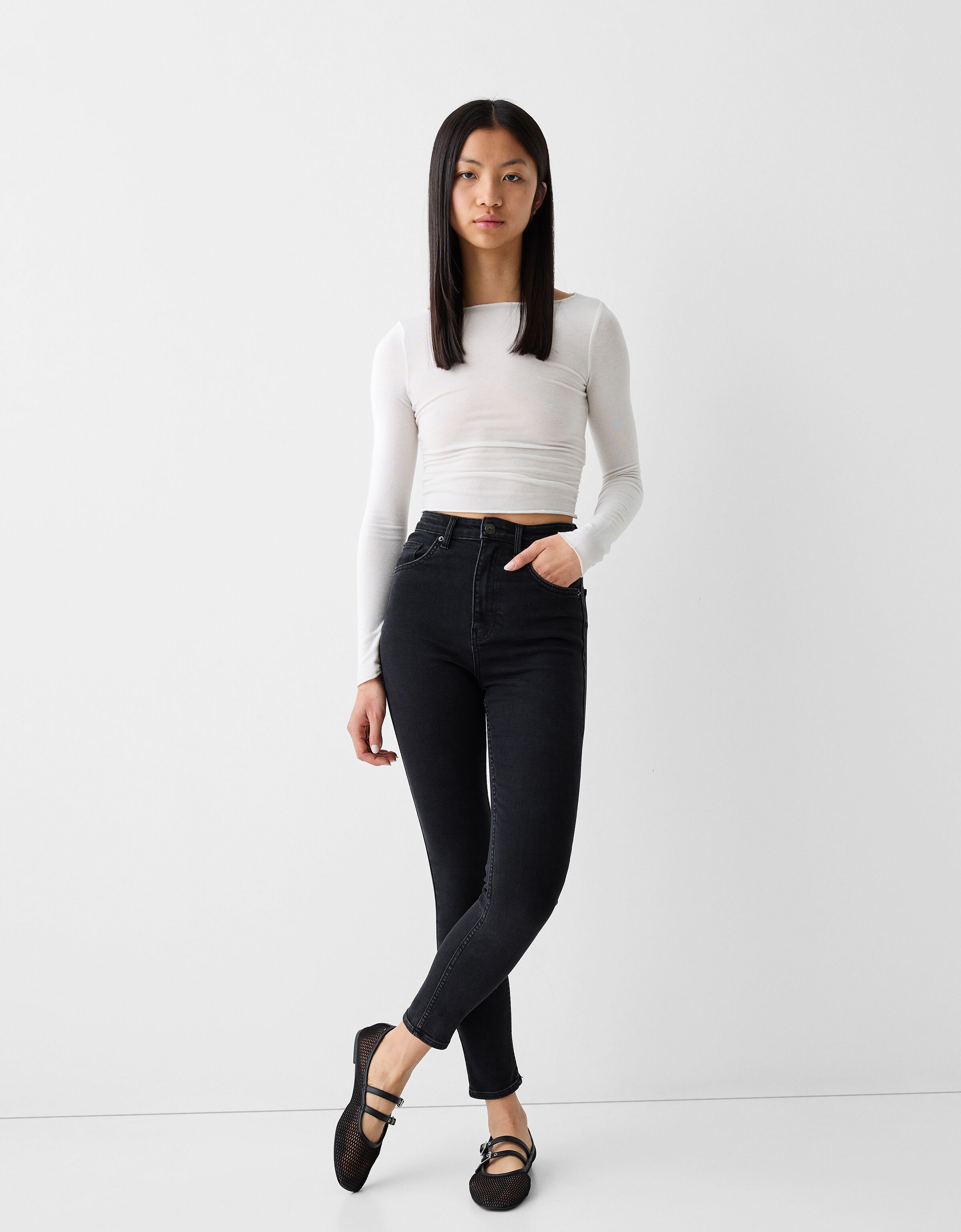 Super high waist skinny jeans Jeans BSK Teen Bershka