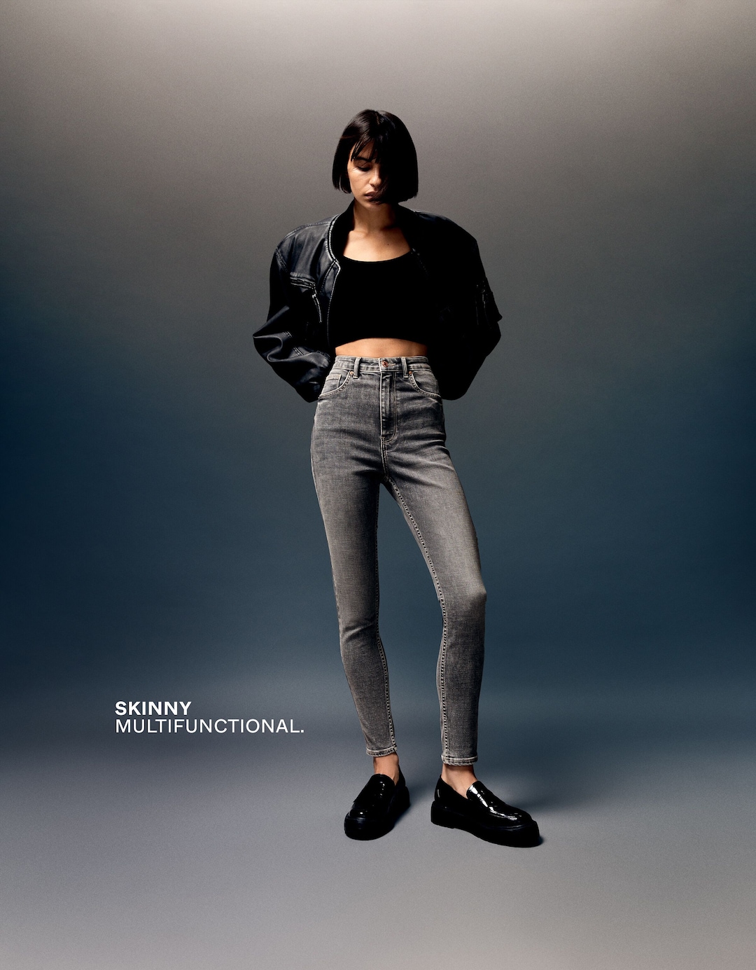 Skinny-Jeans mit sehr hohem Bund