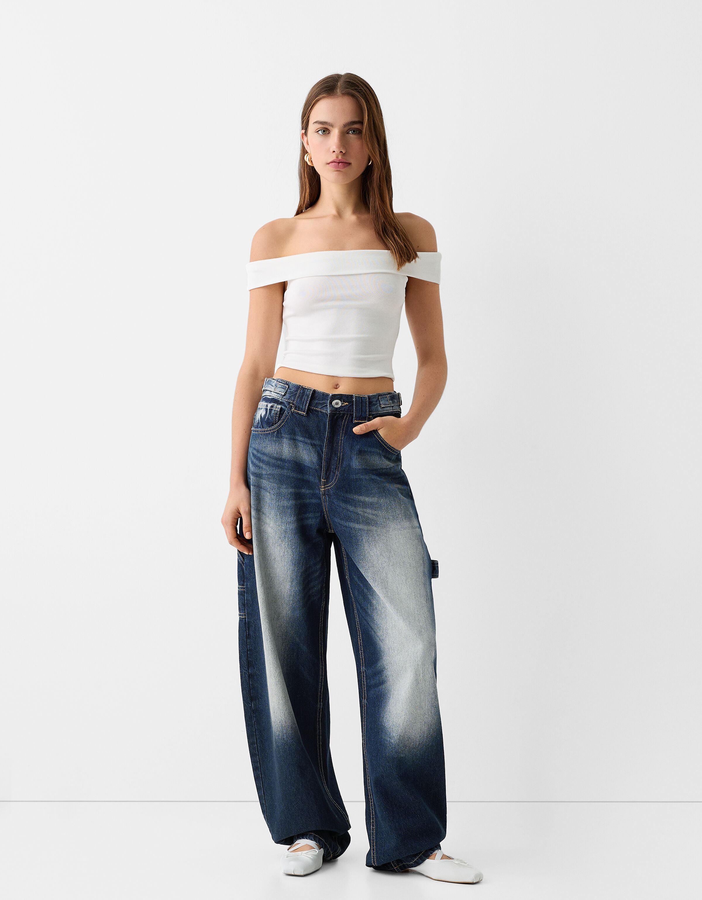 Pantalon fashion baggy femme bershka