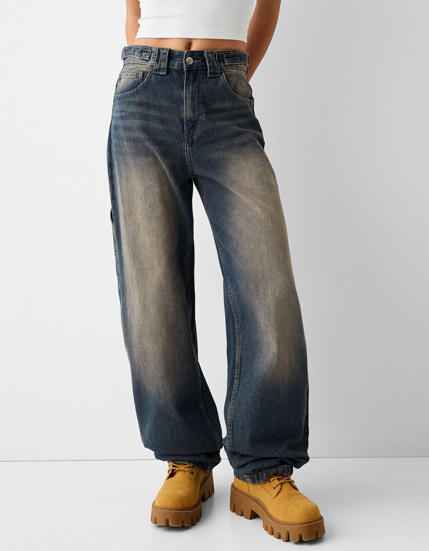 Baggy carpenter jeans-Gewassen blauw-1