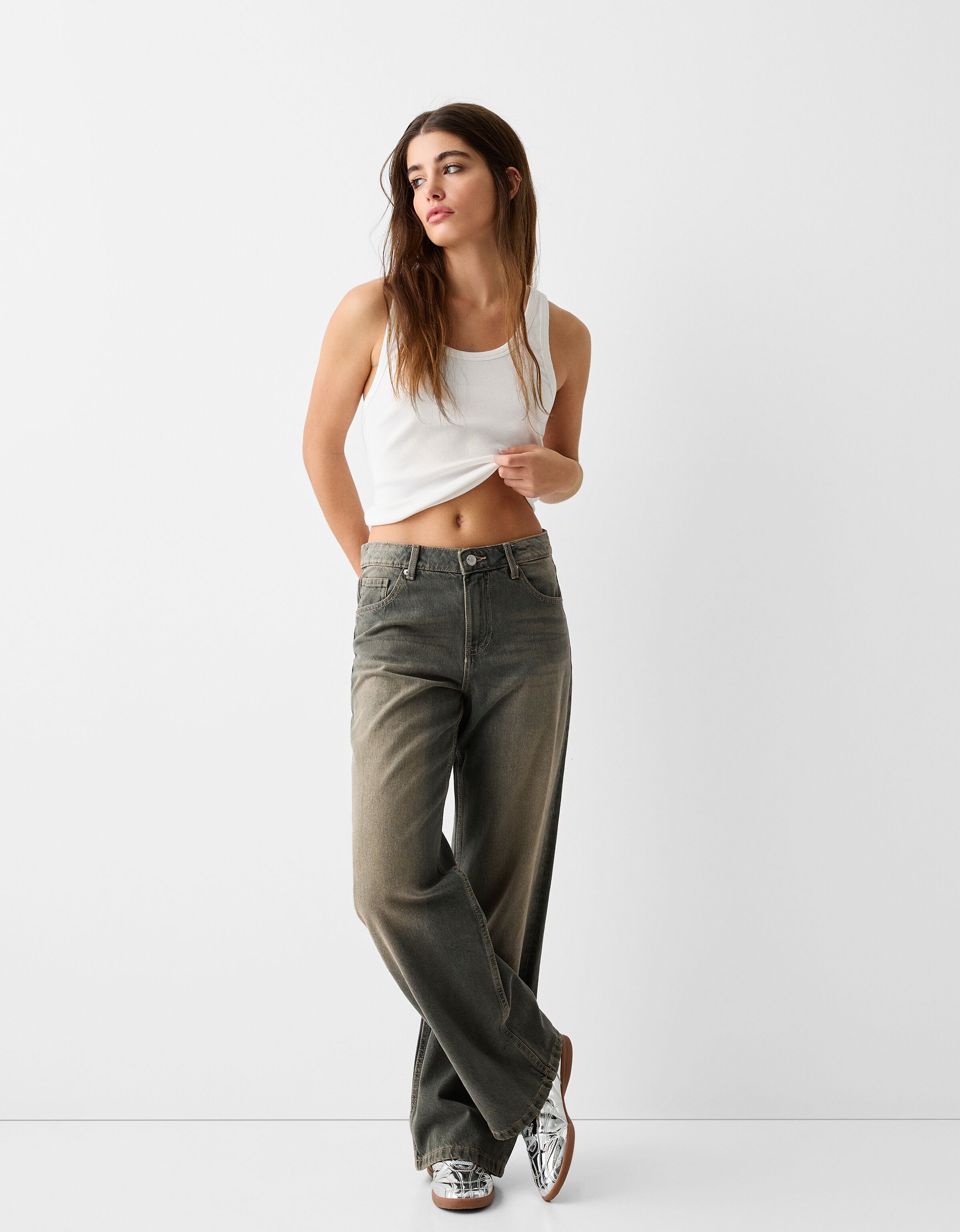 Wide leg sale jeans bershka