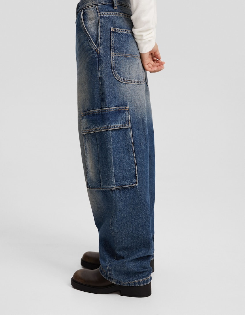 بنطال جينز تزلج كارغو-أزرق-3