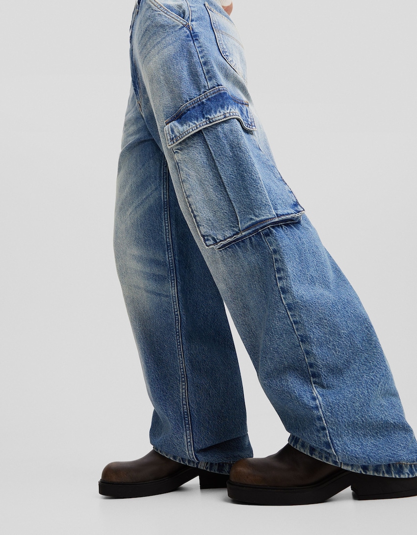Jeans skater cargo-Azul lavado-3